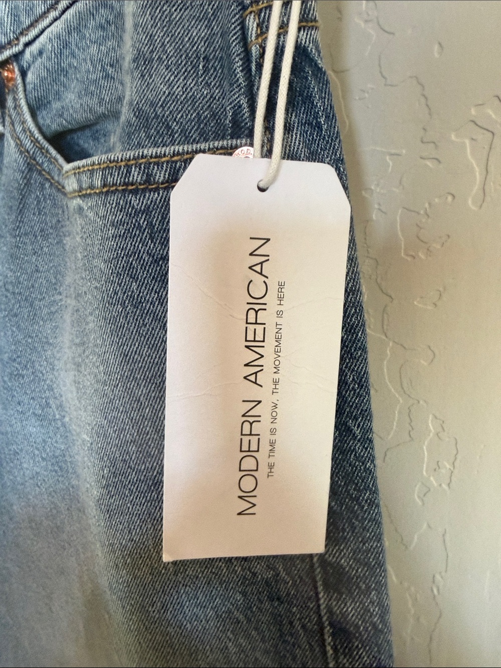 NWT Modern American High Rise Jackson The Dad Relaxed Straight Jean stereo blue - Picture 4 of 8